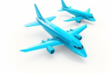 Fototapeta na wymiar 3D blue planes on white background representing travel and landing page themes. Generative AI