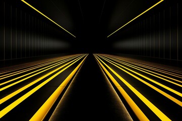 Bright yellow lines contrast against a dark black background. Generative AI