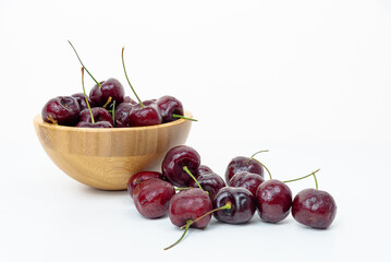 red sweet cherry isolated on white background