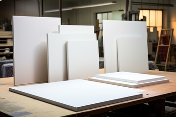 Presentation boards made of white PVC material. Generative AI