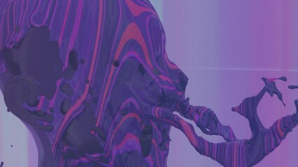 3d render Sexy young dark woman, fluid animation flowing through the body of the girl inside a rainbow field