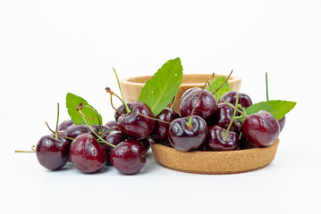 red sweet cherry isolated on white background