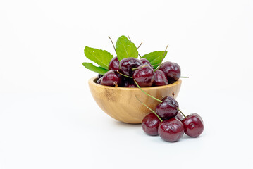red sweet cherry isolated on white background