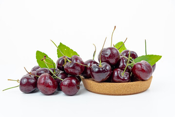 red sweet cherry isolated on white background