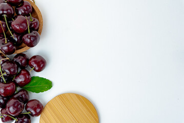 red sweet cherry isolated on white background