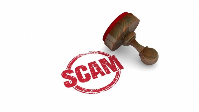 Scam Red Stamp Fraud Caught Trap Warning Danger Risk 3d Animation