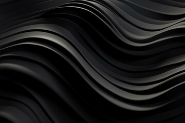 Abstract background with black 3D rippling waves. Generative AI