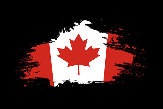 Grunge flag of Canada with splash style. Vector illustration. EPS 10.
