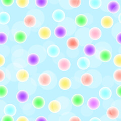 Colorful Bubble Bokeh on Blue Background Pattern, Tile use for art job, etc.