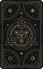 Magic tarot design. Witch ritual card template