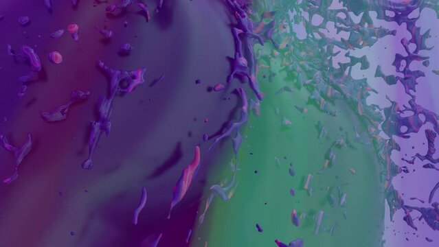 3d render Sexy young dark woman, fluid animation flowing through the body of the girl inside a rainbow field