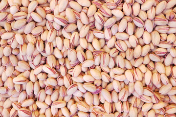 top view of pistachios nut background 
