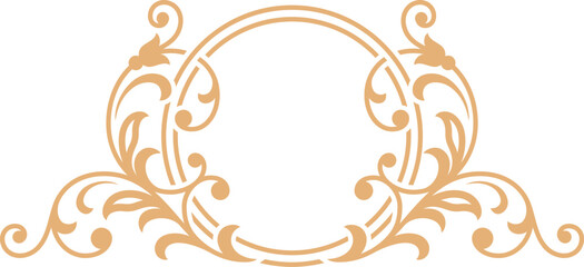 Flourish golden monogram circle frame. Vintage border