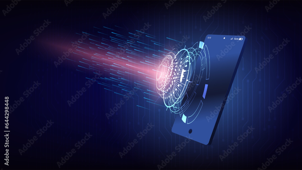 Poster hi-tech digital technology futuristic circuit digital. abstract futuristic curve digital line design