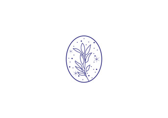 Logo floral and stars, Logo astrology and leaf, elegant, modern and minimalist, editable color