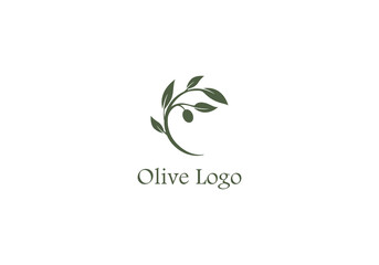 Fototapeta na wymiar Logo Olive Branch with Leafs, elegant modern and minimalist, editable color