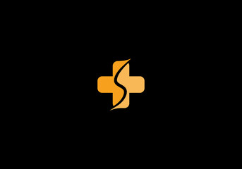 Logo Plus and letter S, Hospital or health logo, elegant modern and minimalist, editable color