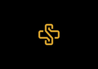 Logo Plus and letter S, Hospital or health logo, elegant modern and minimalist, editable color