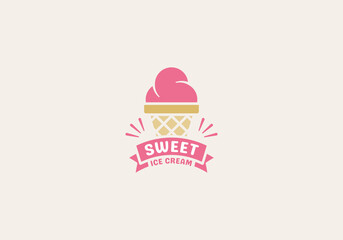 Logo Sweet Ice Cream, Logo Ice Cream, fun, fresh and friendly, editable color