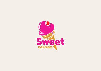 Logo Sweet Ice Cream, Logo Ice Cream, fun, fresh and friendly, editable color