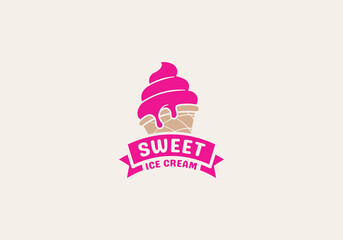Logo Sweet Ice Cream, Logo Ice Cream, fun, fresh and friendly, editable color