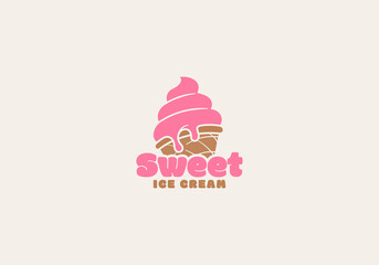 Logo Sweet Ice Cream, Logo Ice Cream, fun, fresh and friendly, editable color