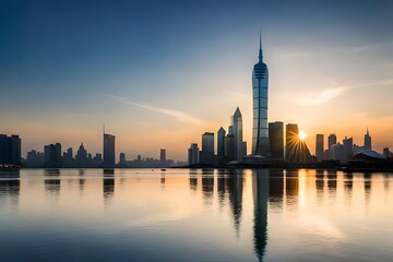 Obraz premium city skyline at sunset