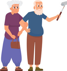 Happy senior couple making selfie. Old people photo