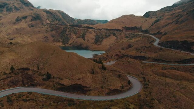 Cinematic aerial shot of the Lagunas de Atillo in Ecuador