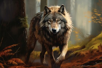 A brown wolf. Generative AI