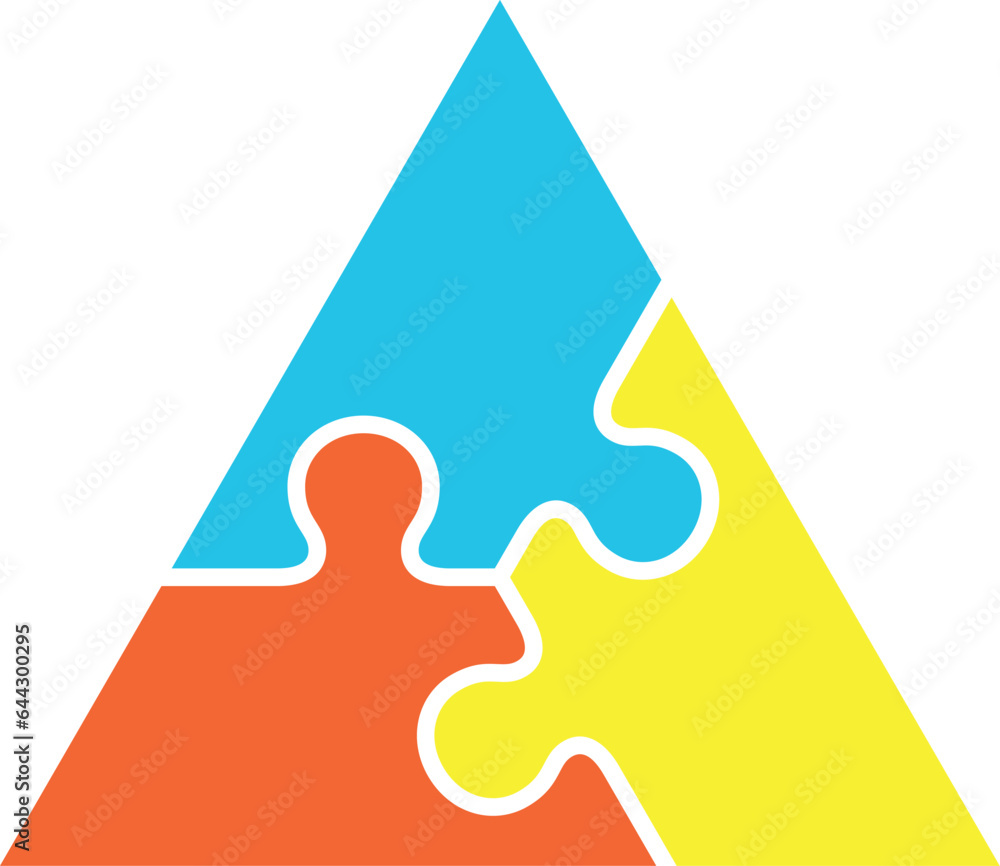 Poster Puzzle pieces triangular jigsaw shape color icon
