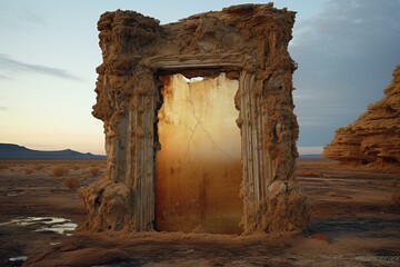 Enchanting desert portal to mystical realm. Generative AI