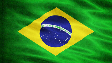 Waving Fabric Texture Of Brazil National Flag Graphic Background