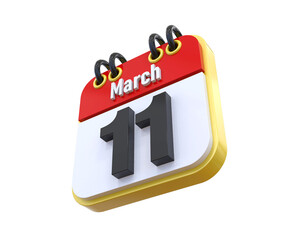 11 March Calendar 3d icon 