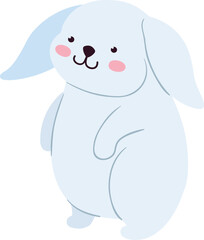 Cute white rabbit with happy face. Easter card character