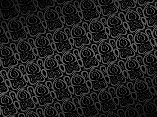 Black abstract background design. Modern wavy lines pattern (guilloche curves) in monochrome colors. Premium line texture for banners, business backgrounds. Dark horizontal vector template.