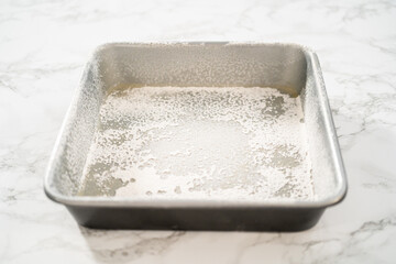 Greasing baking pan