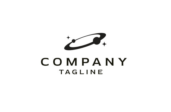 Outer space planet orbit logo icon design template flat vector