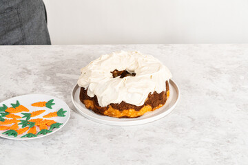 Carrot bundt cake with cream cheese frosting