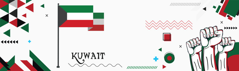 Kuwait national day banner Abstract celebration geometric decoration design graphic art web background, flag vector illustration