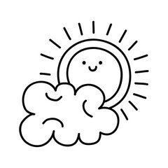sun and cloud doodle icon