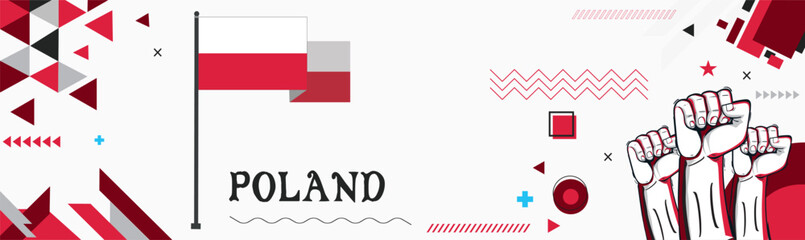 Poland national day banner Abstract celebration geometric decoration design graphic art web background, flag vector illustration