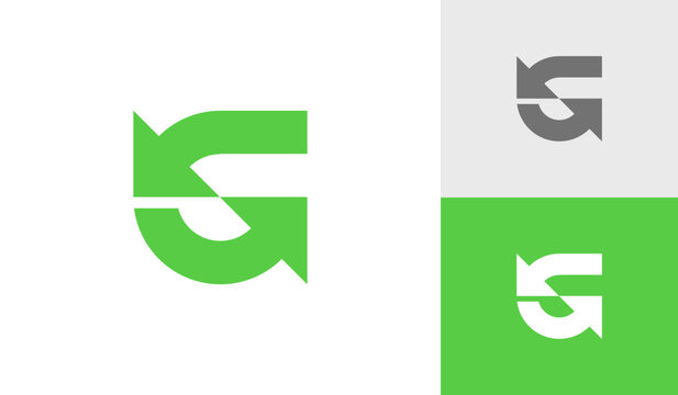 Retry or recycle icon letter G logo design