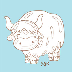 Alphabet Y For Yak Vocabulary School Lesson Cartoon Digital Stamp Outline