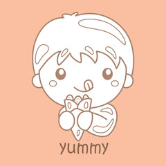 Alphabet Y For Yummy  Vocabulary School Lesson Cartoon Digital Stamp Outline