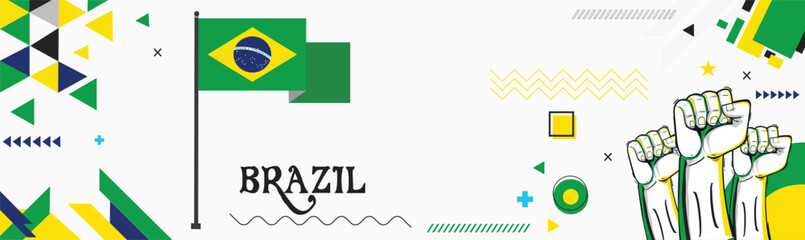 Brazil national day banner Abstract celebration geometric decoration design graphic art web background, flag vector illustration
