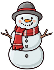 Snowman cartoon illustration on transparent background