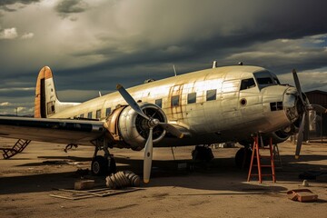 Fototapeta na wymiar Old aircraft with historical value. Generative AI