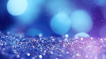 Fototapeta na wymiar Blue particles abstract background. Bokeh effect. Glitter and elegant for Christmas.
