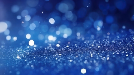 Blue particles abstract background. Bokeh effect. Glitter and elegant for Christmas.